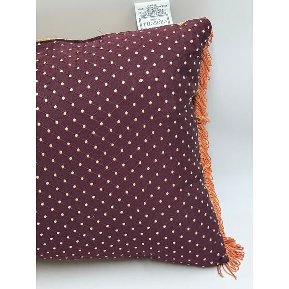Croscill Home Tapestry Accent Pillow Boudoir Burgundy Gold Fringe Rectangular - Picture 10 of 12